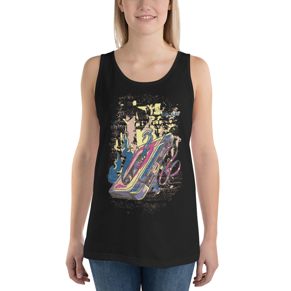 Burning Audiotape Tank Top - Tees Arena | TeesArena.com