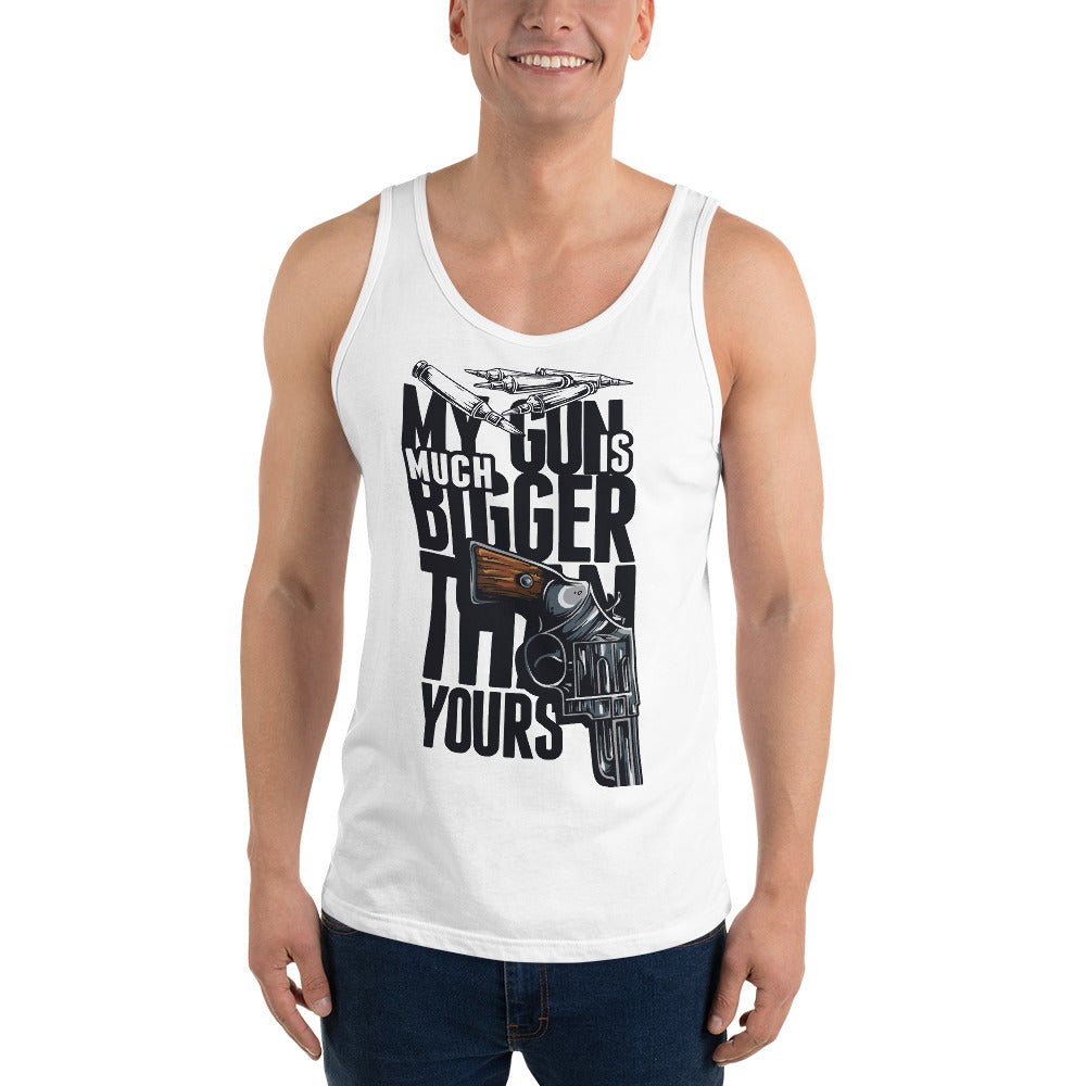 My Gun Is Much Bigger Tank Top - Tees Arena | TeesArena.com