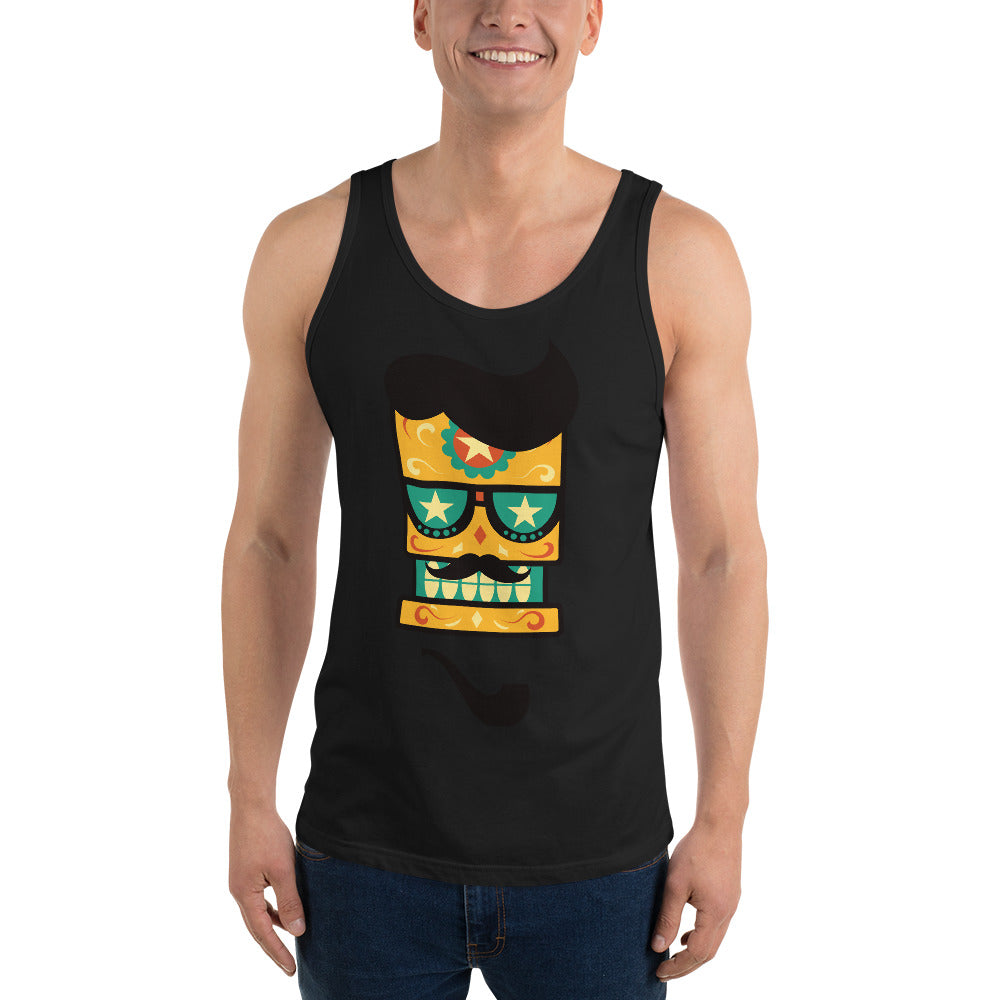 Mustachioed Sugar Skull Tank Top - Tees Arena | TeesArena.com