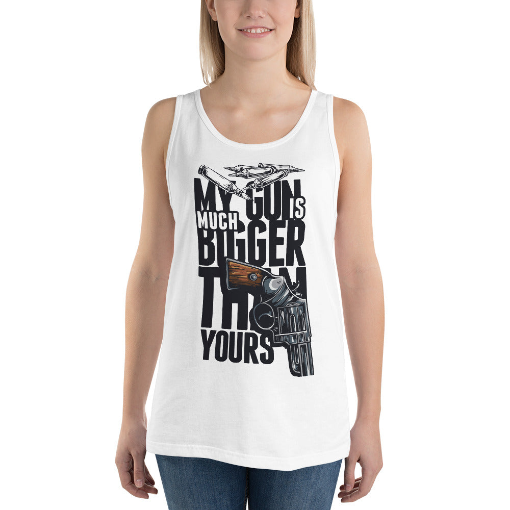 My Gun Is Much Bigger Tank Top - Tees Arena | TeesArena.com