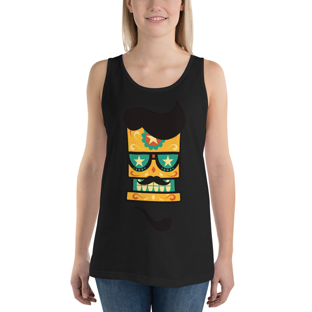 Mustachioed Sugar Skull Tank Top - Tees Arena | TeesArena.com