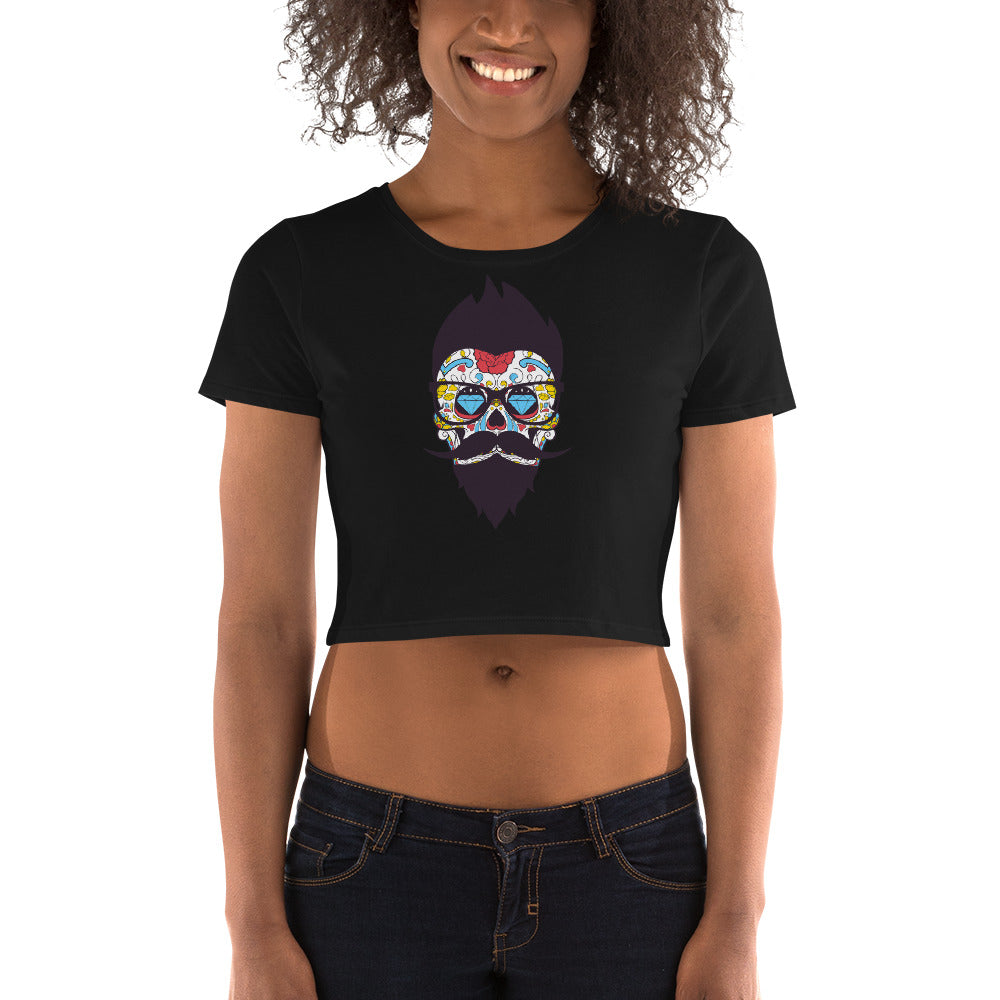 Hipster Sugar Skull Crop Top - Tees Arena | TeesArena.com