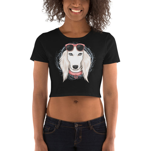 White Saluki Crop Top