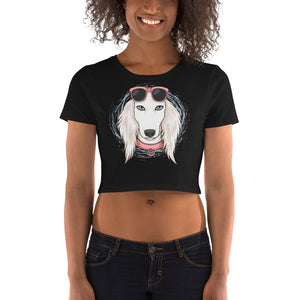 White Saluki Crop Top
