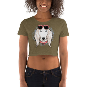 White Saluki Crop Top