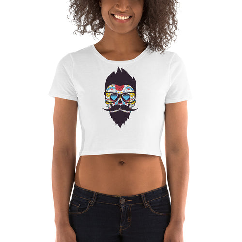 Hipster Sugar Skull Crop Top - Tees Arena | TeesArena.com